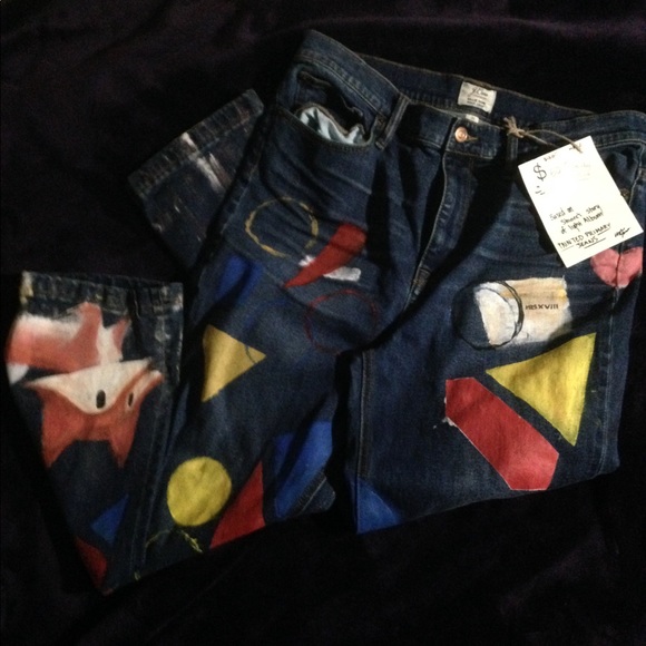 ARTIST HAND PAINTED JEANS (w/ part charity) - Picture 2 of 4